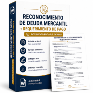 Reconocimiento de deuda mercantil + requerimiento de pago